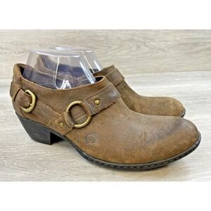 Born‎ Zowy Women's Brown Boot Leather 9 Western Harness Slip On Cowgirl Shoes
